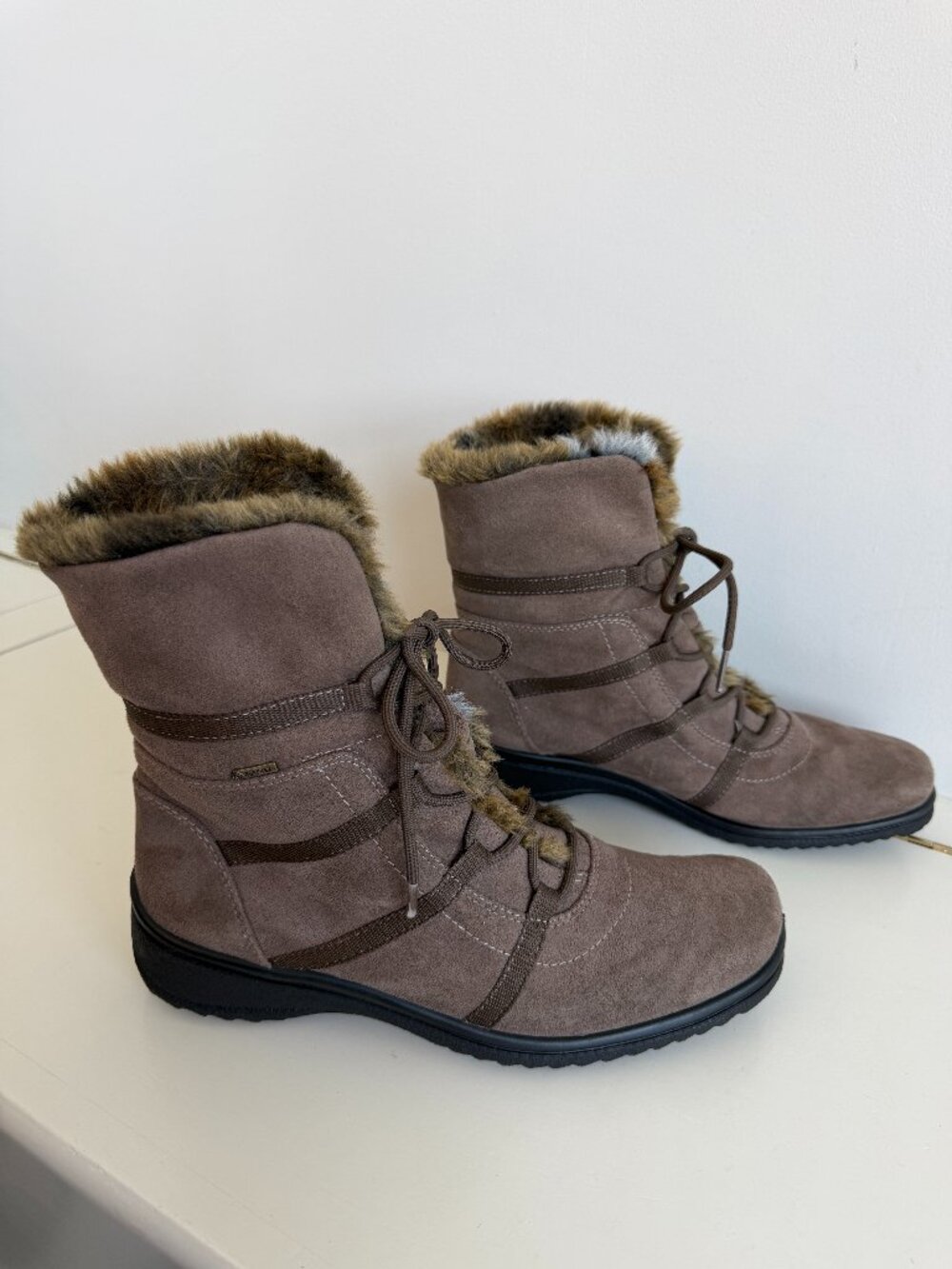 Ara Gore-Tex Faux Fur Lace-Up Winter Boots Taupe UK 6.5 / US 9 / EU 39 NWOT
